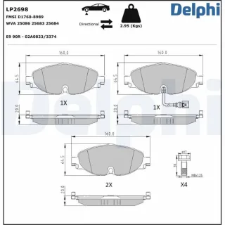 Delphi Bremsbel?ge vorne Audi CUPRA Seat Skoda VW LP2698