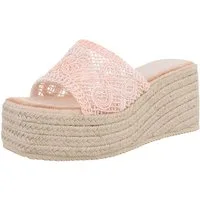 Ital-Design Wedge-Pantoletten mit Stickerei für Damen – Beige Plateausandaletten (89372595) Keilabsatz/Wedge Keilsandaletten in Hellrosa