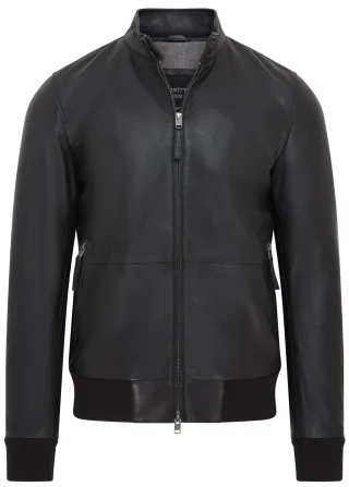 Schwarze Retro-Bomberjacke aus Leder für Herren - Adak