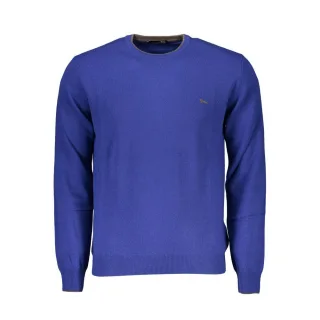 Rundhalsausschnitt Pullover in Unifarben Blau