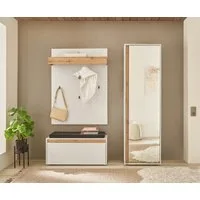 Home affaire Garderoben-Set GIRON/CiTY, moderne Garderobe, Komplettset mit viel Stauraum, (Komplett-Set, 3-St), enthält Garderobenschrank, Paneel, Schuhbank inkl. Sitzkissen