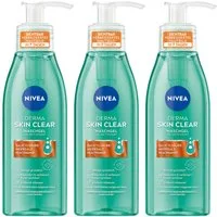 Nivea Gesichtsreinigungsgel Derma Skin Clear Waschgel, 3 x 150ml, 3-tlg.