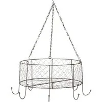Spetebo Hängeregal Metall Hängekorb VERONA mit 8 Haken - Ø 35 cm, Stück 1-tlg., Draht Korb Decken Regal in grau