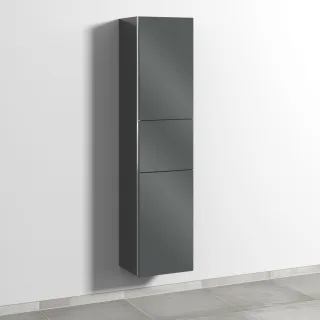 Sanipa 3way Hochschrank mit 2 Türen und 1 Auszug, Anthrazit-Glanz BS10579