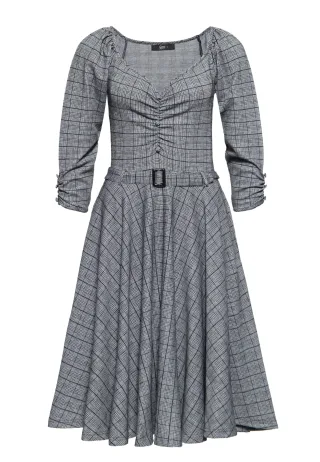 Queen Kerosin Damen Swingkleid in Karo-Optik grau