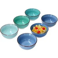MamboCat Müslischale Blue 6er Set Snack- & Dip-Schälchen Ø12cm 200ml blaue Dessert-Schale, Steingut