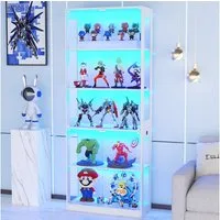 VOWNER Glasvitrine mit 3-Farben-LED - Bewegungssensor (1-St) 5 übereinanderliegende Regale, 80x204x35 cm