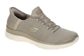 Skechers 150128 TPGD Damen Halbschuhe taupe/gold Slip On Sneaker Vegan & Wasc...