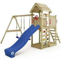 Wickey Spielturm MultiFlyer mit Holzdach, Doppelschaukel & Rutsche, extrem witterungsbeständig mit 10 Jahren Garantie*
