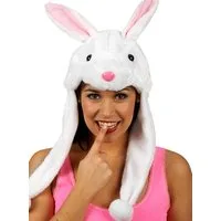 Metamorph Kostüm Häschen Mütze, Tierische Kopfbedeckung im weißen Bunny-Look