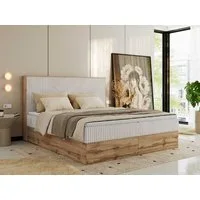 MKS MÖBEL Boxspringbett WOOD CLASSIC (Packung, Set, Topper T25/Visco, hohe Kopfteil, Multipocket-Matratze), Doppelbett, Stauraum, Möbelplattenelementen