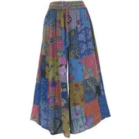 Guru-Shop Relaxhose Patchwork Hose, weite Boho Sommerhose - blau Boho