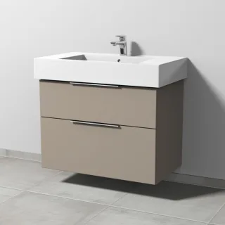 Sanipa 3way Waschtischunterbau zu Duravit Vero Waschtisch mit 2 Auszügen, Sandgrau-Matt UF71867