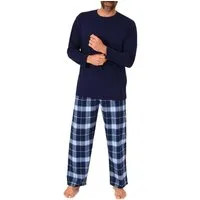 Normann Pyjama Herren Schlafanzug lang, Pyjama mit Flanell-Hose in Karo-Optik