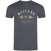 MUSTANG T-Shirt Herren Printshirt Regular Fit (1-tlg) Kurzarm Tee Shirt mit Rundhalsausschnitt aus 100% Baumwolle