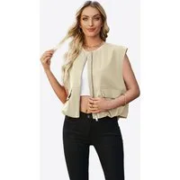 Imily Bela Kurzjacke Damen Lässige Cargoweste (Packung, 1-St., 1per-Pack) mit Reißverschluss
