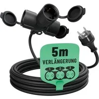 greate. 3fach Verlängerungskabel 5m - wasserdicht, Mehrfachsteckdose, 3500 W Verlängerungskabel, (500 cm)