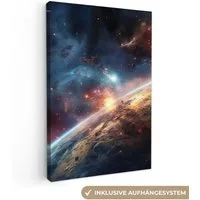 OneMillionCanvasses® Leinwandbild Universum - Sterne - Weltraum - Planet, Fotodruck (1 St), Gaming Bilder, Wandbild Gamingzimmer, Deko Wandbilder Gamer 20x30 cm