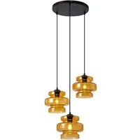 Qazqa Pendelleuchte Denise, ohne Leuchtmittel, Extra-Warmweiß, QAZQA Hängeleuchte, e27, Orange, Glas, Retro
