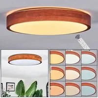 hofstein Deckenleuchte Deckenlampe aus Metall/Holz/Kunststoff in Natur/Braun/Weiß, ohne Leuchtmittel, moderne Deckenleuchte (38,5 cm), CCT einstellbar, mit Fernbedienung