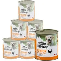 Dehner Lieblinge Junior Geflügel / Reis, 6 x 800 g Dose Geflügel, Nassfutter für: Hunde, Nassfutter für Welpen / junge Hunde, vitaminreich