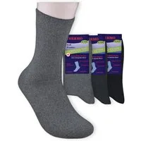 Die Sockenbude Diabetikersocken THERMO (Bund, 3-Paar, grau schwarz) Diabetikersocken ohne einengenden Bund ohne Gummi