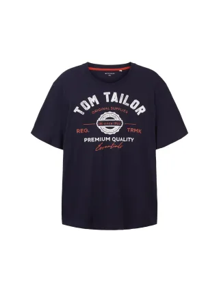 Tom Tailor - Plus Size - T-Shirt mit Logo Print sky captain blue - Gr. - 3XL