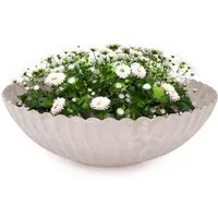 matches21 HOME & HOBBY Blumentopf Pflanzschale für draussen Dekoschale rund sand beige marmoriert 22 cm (1 St), Blumen-Schale als wetterfeste Friedhof-Schale Grab-Schmuck Grabschale