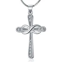 NAHLE Kreuzkette Kreuz Silberkette Infinity Kreuz Kette Zirkonia 925 Silber Halskette (2-tlg., inklusive Schmuckbox), 925 Silber Anhänger - rhodiniert