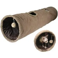 SURFOU Agility-Tunnel Katzentunnel Faltbarer Rascheltunnel mit Spielzeugball Kunstwildleder, Kunstwildleder, Katzen Spielzeug Katzen Zubehör mit Spielzeugball, Spieltunnel für Katzen, Kaninchen Spielzeug, Tunnel für Wohnungskatzen, 130 * 30cm, für Ka