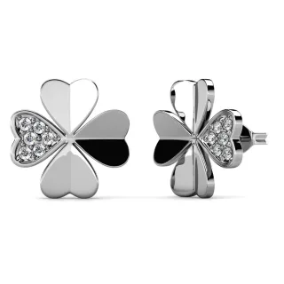 Kleeblatt-Ohrringe - Silber und Kristall