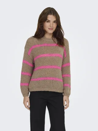 ONLY - ONLALYSSA LIFE LS O-NECK KNT Cocoa Créme - Gr. - M