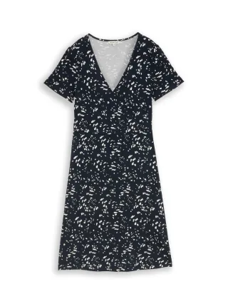 Tom Tailor - Jerseykleid in Wickel-Optik navy dot - Gr. - 44