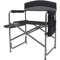 Spetebo Campingstuhl XXL Campingstuhl schwarz mit Klapptisch - 83 x 63 cm (Stück, 1 St), Komfort Regiestuhl extra breit mit Taschen