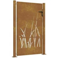 vidaXL Gartentor Gartentor 100x125 cm Cortenstahl Gras-Design