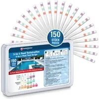 Veddelholzer Pool-Wassertest 3 in 1 Pool Teststreifen pH-Wert Freies Chlor & Alkalinität messen, Schnelle Wasseranalyse für Pool, Whirlpool & Spa, 150-tlg., 150 Teststreifen