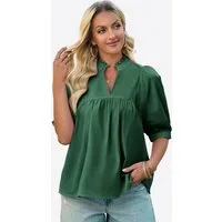 Imily Bela Blusentop Damen V-Ausschnitt Bluse mit Puffärmeln (Packung, 1-tlg., 1per-Pack) Rüschen Besatzung