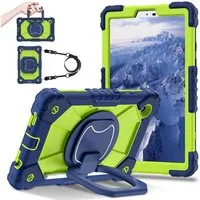 Wigento Tablet-Hülle Für Samsung Galaxy Tab A11 Hybrid Hülle mit Halter & Schultergurt Grün, Hybrid Schutzhülle Smart Case Cover mit Schultergurt