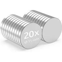 ECENCE Magnet 20x Neodym Magnete rund 15x2mm - - Extrem Stark (20-St)
