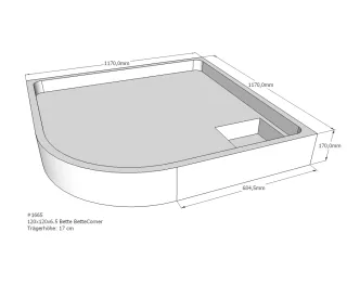 Neuesbad Wannenträger für Bette Corner 120x120x6,5 Viertelkreis SD22754