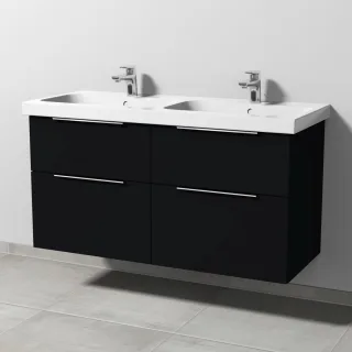 Sanipa 3way Waschtischunterbau zu Geberit iCon Light Waschtisch mit 4 Auszügen, Schwarz-Matt UF57708