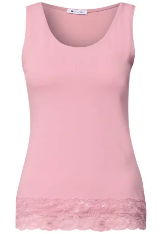 Street One - Top mit Spitzensaum pink - Gr. - 36