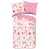 good morning Kinderbettwäsche Kinderbettwäsche Biber UNICORN, Baumwolle, 1 teilig, perfekt für kleine Einhornfreunde, kuschelig weich & warm