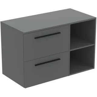Ideal Standard Möbel-Set 100cm i.life B 2 Auszüge 2 off.Fächer Gr.Schwarz Quarzgrau matt, T5752NG T5752NG