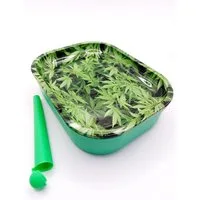 meytrade Aufbewahrungsbox mit Tablett aus Metall Cannabis Rolling Tray Behälter + Joint Hülle