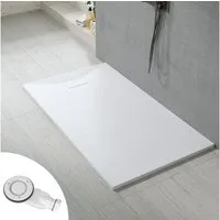 AQUABATOS Eckduschwanne SMC Eckduschwanne mit 160x80 160x90cm weiß mit Ablaufgarnitur, mit Ablaufgarnitur,weiß,Anti-Rutsch,Zuschneidbar,Steinoptik,superflach,bodenebene Montage,Rechteck