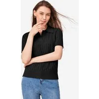Imily Bela Strickpullover Damen Kurzarm Pullover mit Reverskragen (Packung, 1-tlg., 1per-Pack) V-Ausschnitt