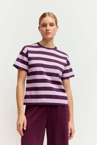 THE FASHION PEOPLE - striped heavy T-Shirt burgundy stripe - Gr. - M