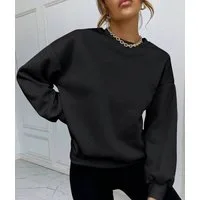 RMK Rundhalspullover Damen Pulli Pullover Hoodie Oversize Loose Fit Basic Einfarbig in Unifarbe