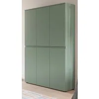 Inn.Furn Mehrzweckschrank Assino (Garderoben- und Schuhschrank in Rauchgrün, 6-türig, 105 x 175 cm) mit Kleiderstange und 14 Einlegeböden
